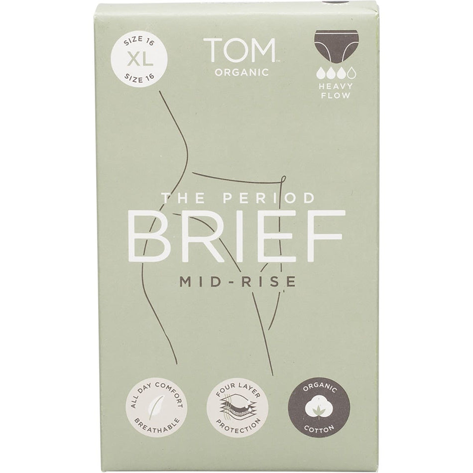 TOM ORGANIC The Period Brief Mid-Rise Black XL