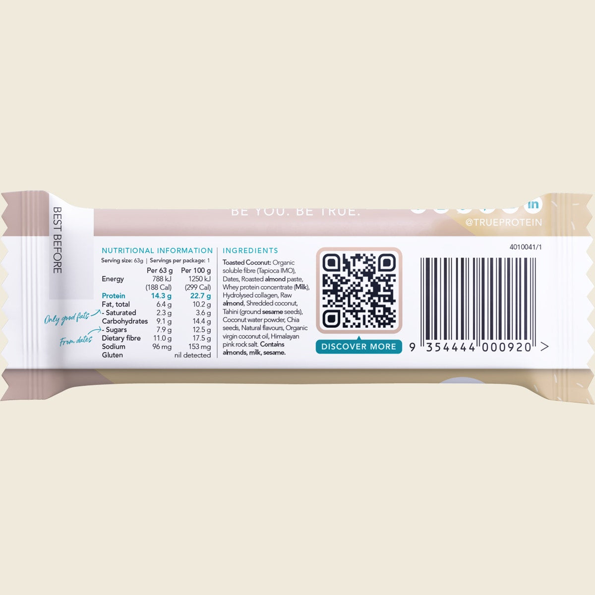 True Protein Protein Bar Toasted Coconut 12x63g