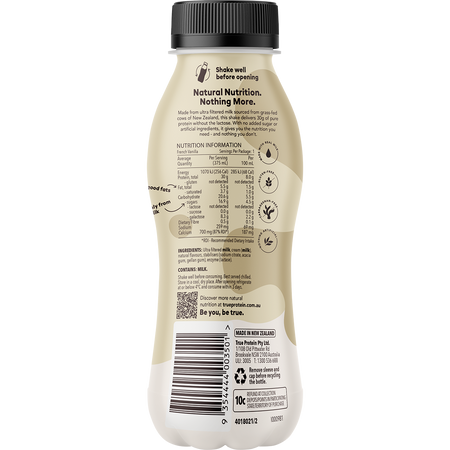 True Protein French Vanilla All Natural Protein Shake 375ml x 12 Pack