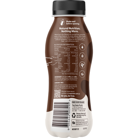 True Protein Rich Chocolate All Natural Protein Shake 375ml x 12 Pack