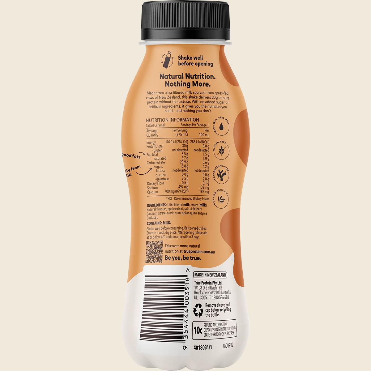 True Protein All Natural Protein Shake Salted Caramel 12x375ml