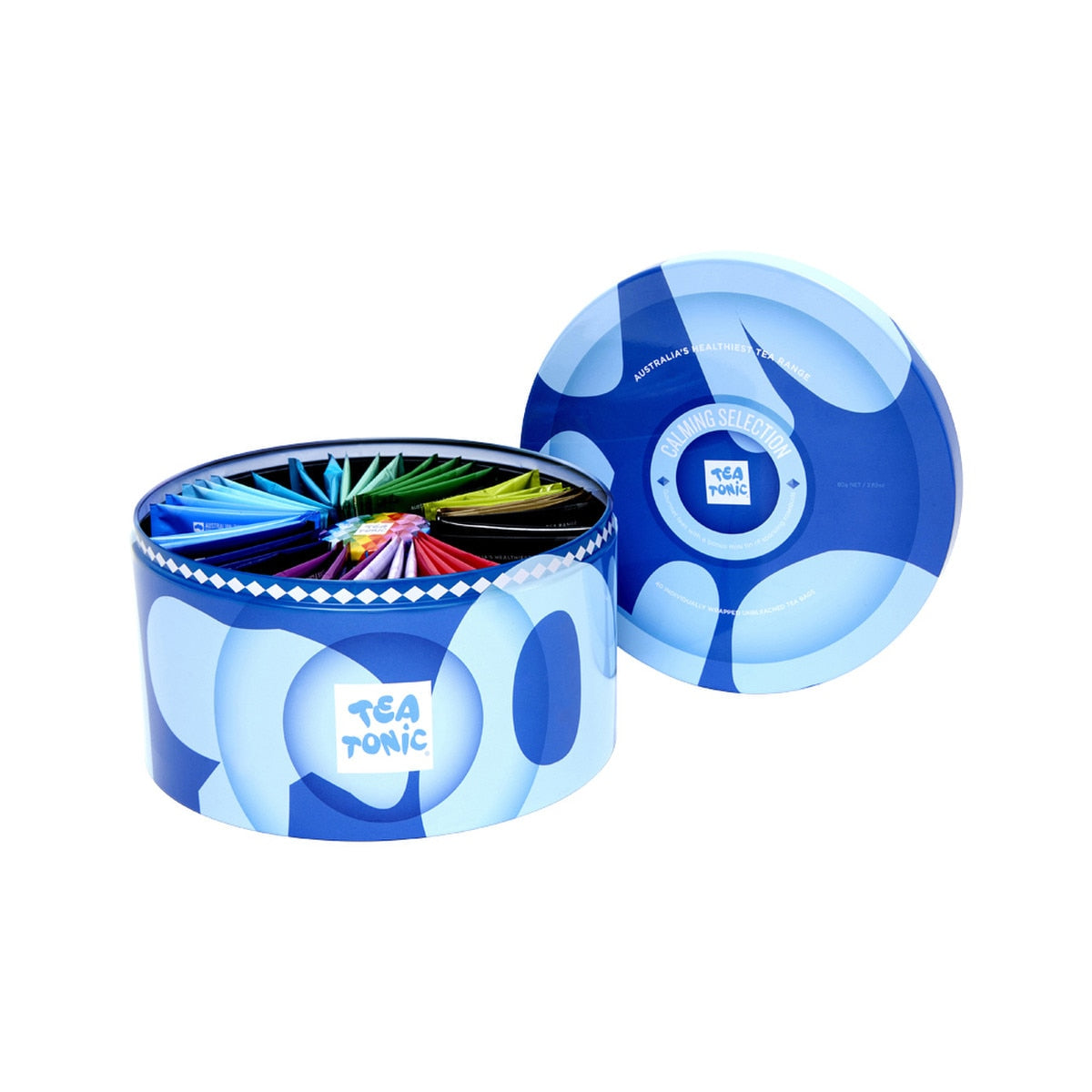 Tea Tonic Calming Selection Round Tin X 40 Tea Bags Contains Bonus Mini Tin of Sparkling Rosebuds