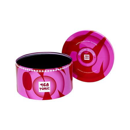 Tea Tonic Energising Selection Round Tin X 40 Tea Bags Contains Bonus Mini Tin of Red Hearts