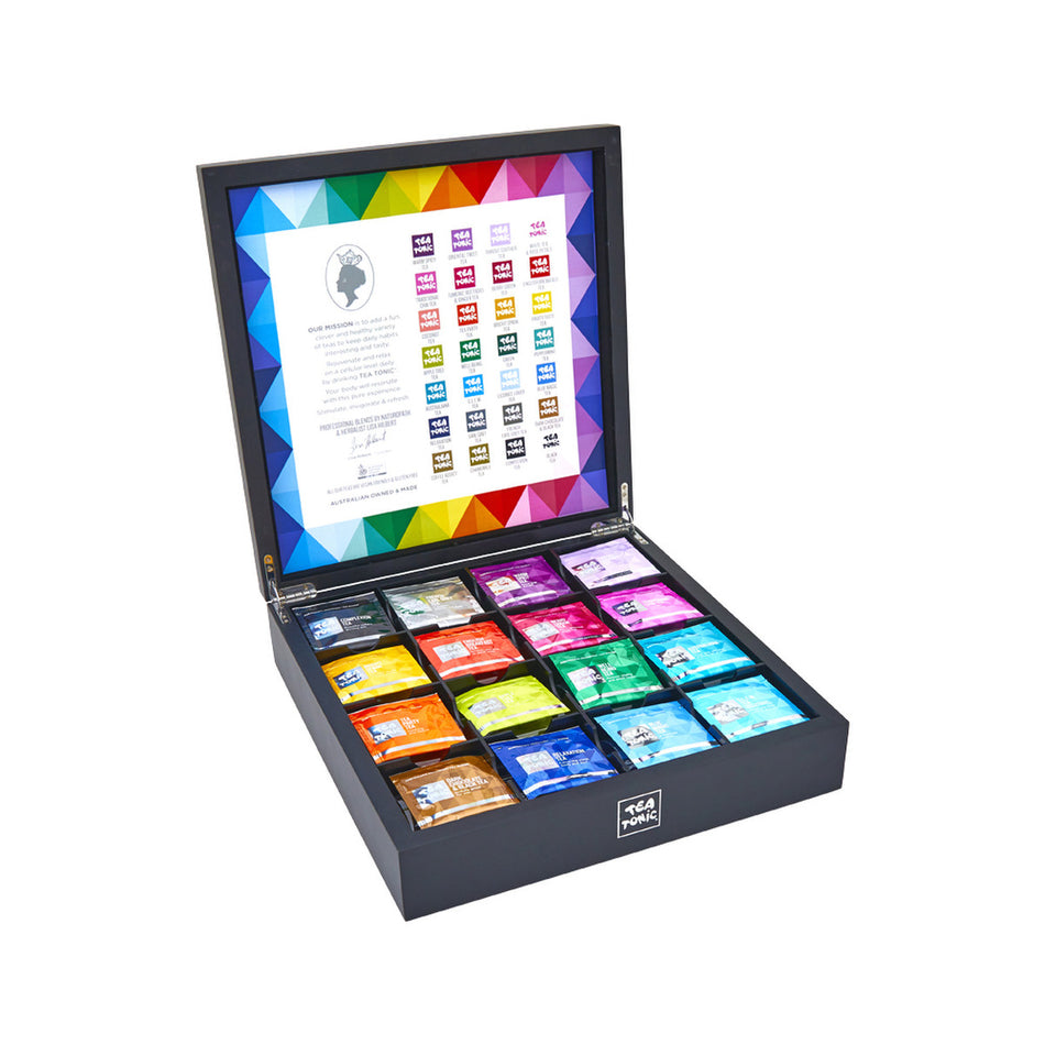 Tea Tonic Wooden Tea Chest Deluxe Black x 112 Tea Bags