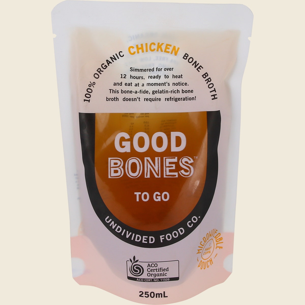 Undivided Food Co Good Bones 100% Organic Chicken Bone Broth 8x250ml