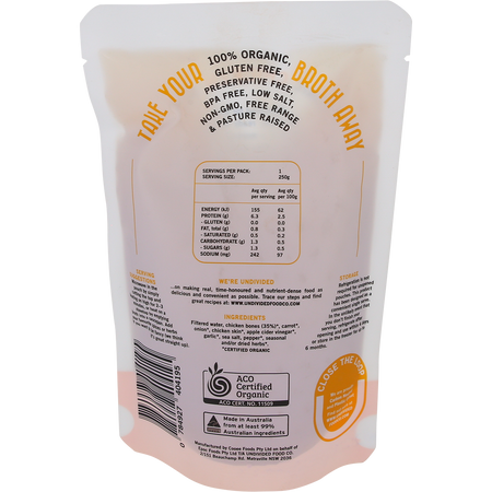 Undivided Food Co. Good Bones 100% Organic Chicken Bone Broth 250ml x 8 Pack