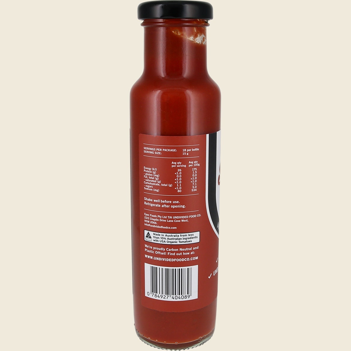 Undivided Food Co Good Sauce Tomato Ketchup 12x270g