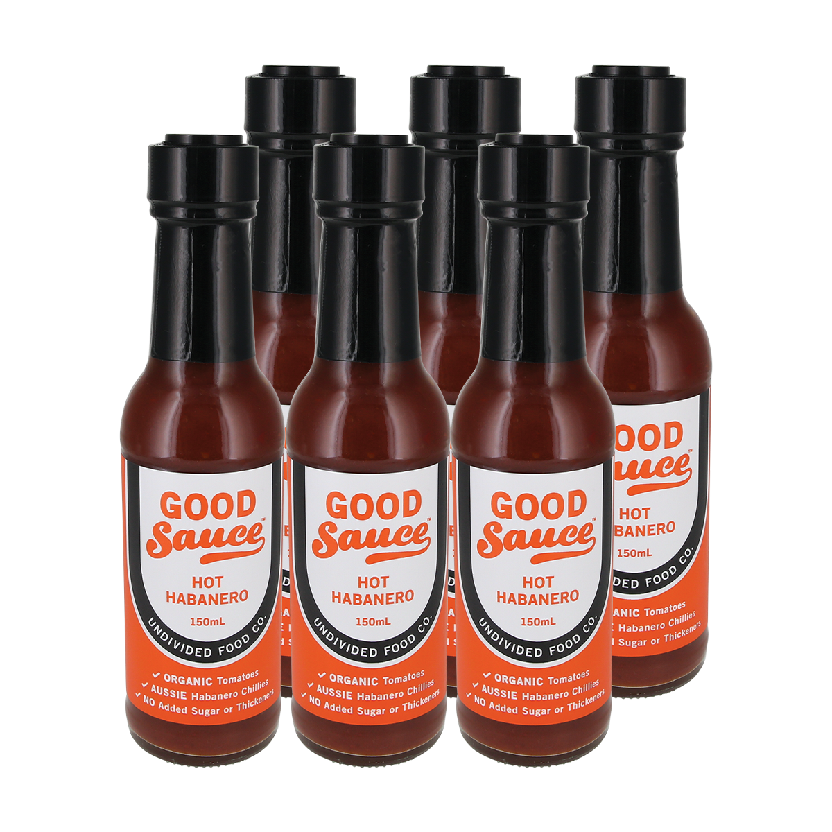 Undivided Food Co. Good Sauce Hot Habanero 150ml x 6 Pack