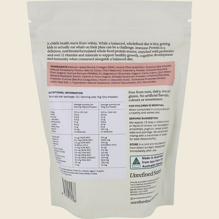 Unrefined Nutrients Kid's Immune Protein Strawberry Fort 330g