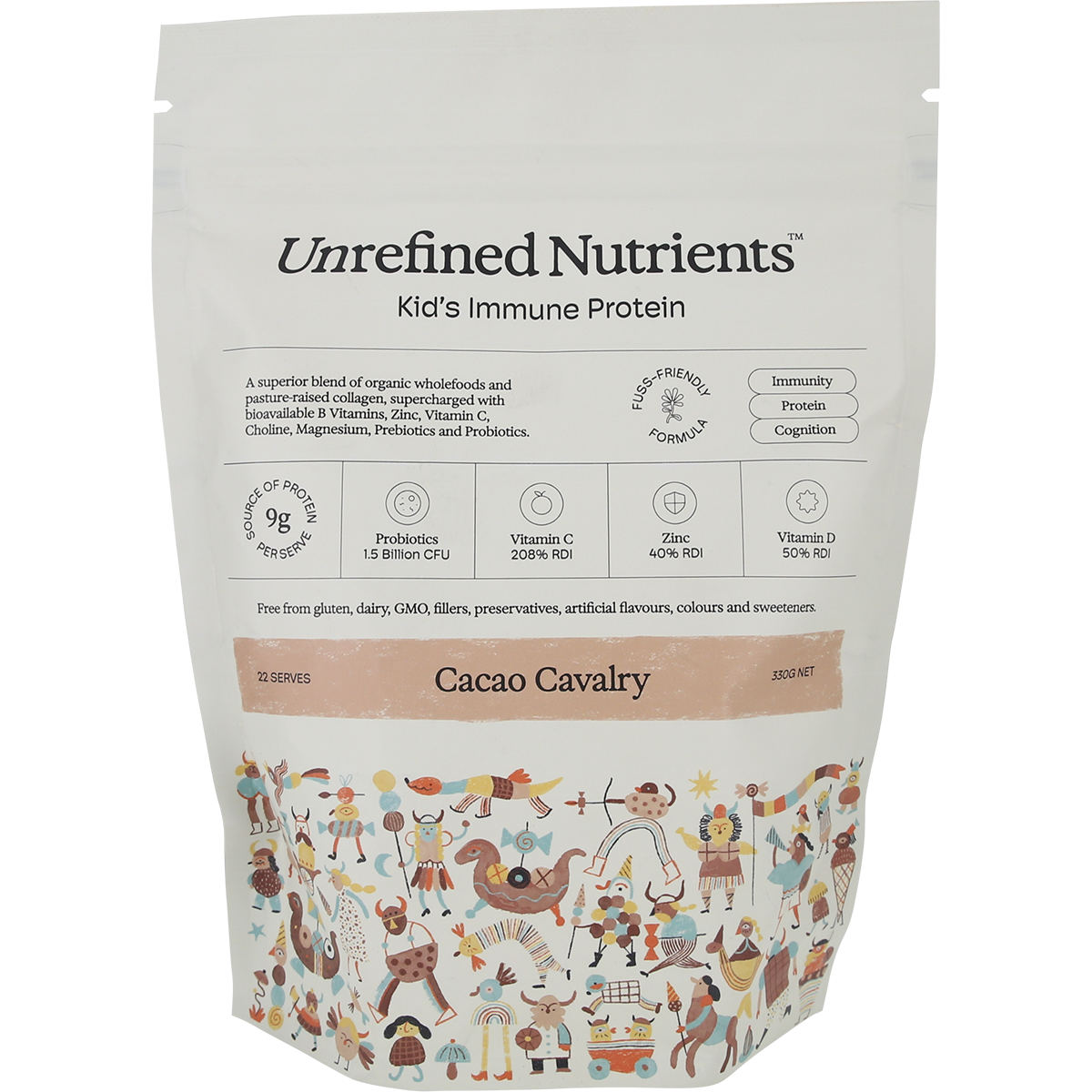 Unrefined Nutrients Cacao Cavalry Kid's Immune Protein 330g