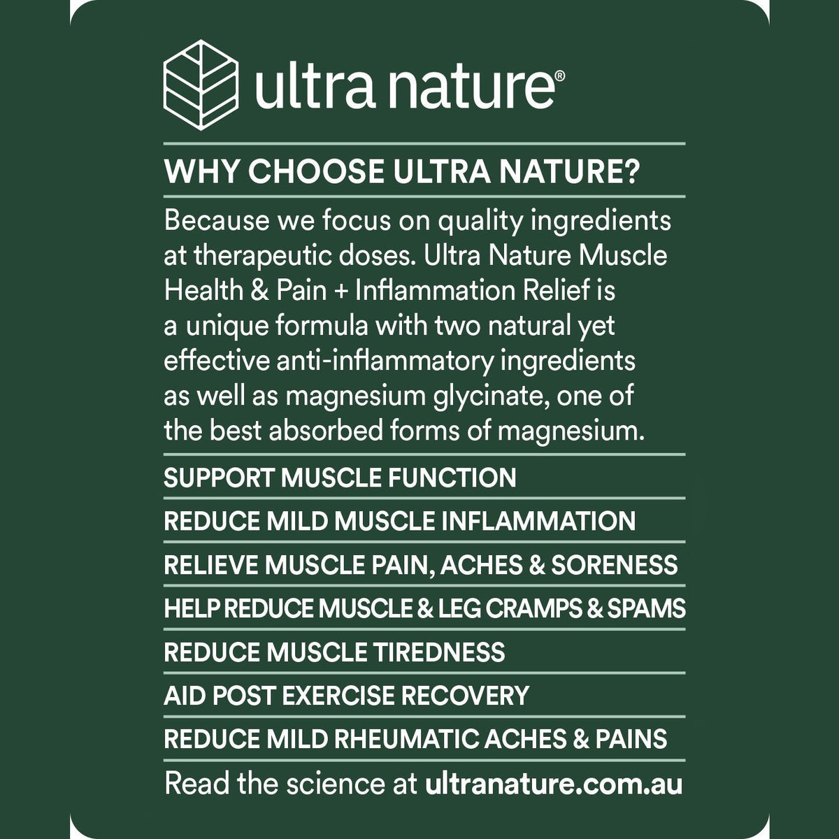 Ultra Nature Muscle Health & Pain + Inflammation Relief 60
