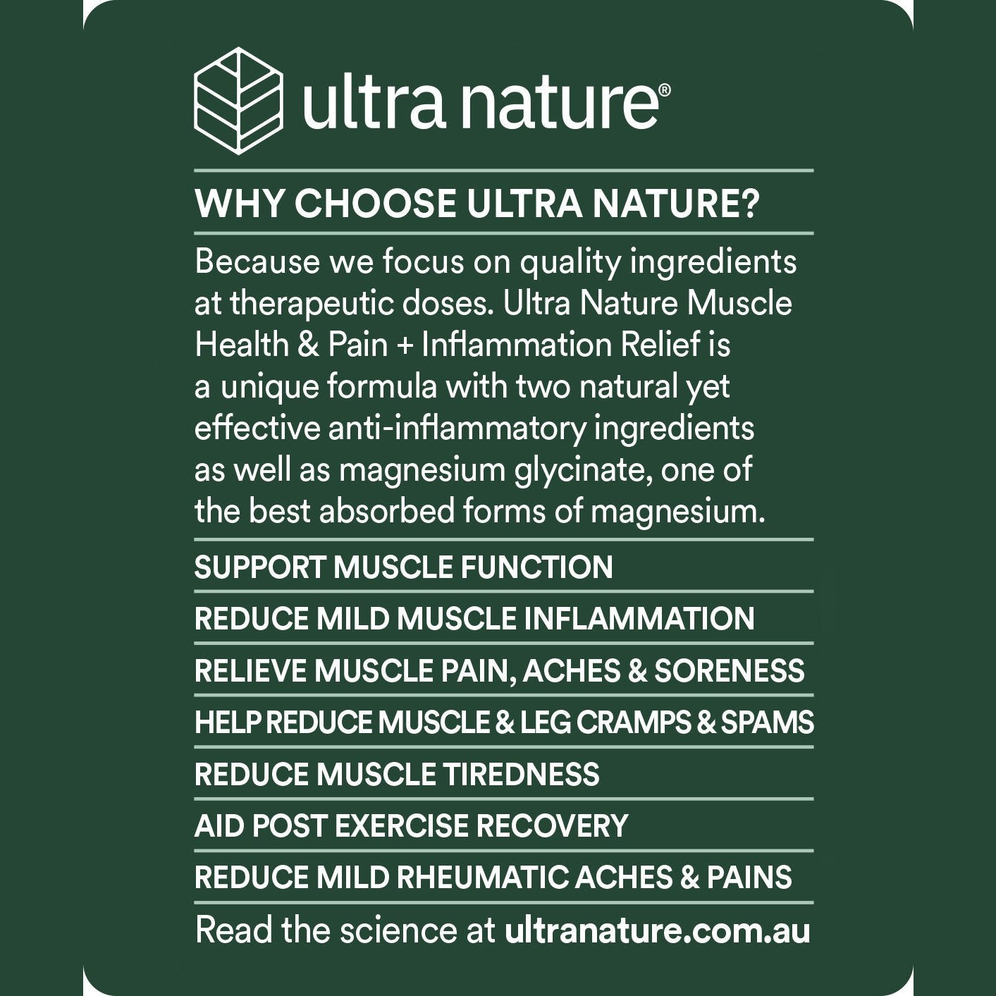 Ultra Nature Muscle Health & Pain + Inflammation Relief 60