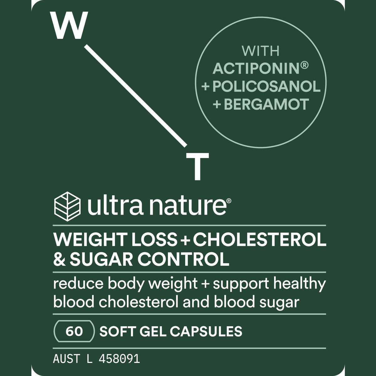 Ultra Nature Weight Loss + Cholesterol & Sugar Control 60 Capsules