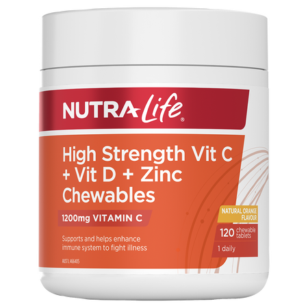Nutra-Life Vit C+D+Zinc Chew 120 Tablets