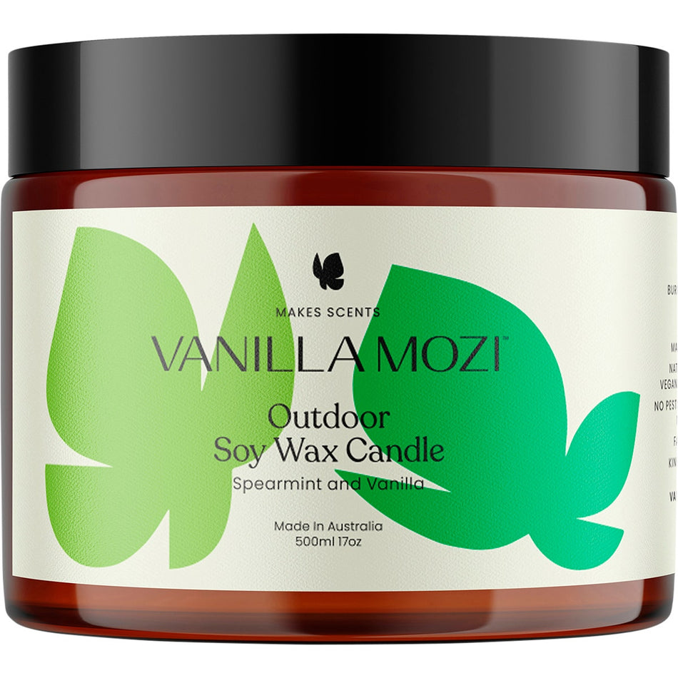 VANILLA MOZI Outdoor Soy Wax Candle Spearmint and Vanilla 500ml