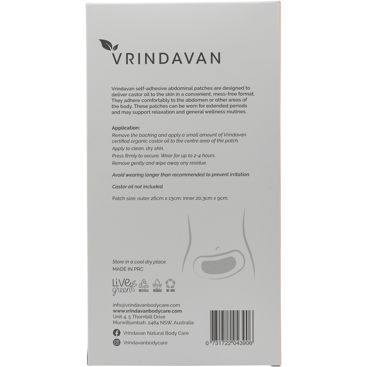 Vrindavan Self-Adhesive Abdominal Castor Oil Patches 10 Pack