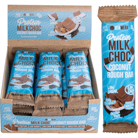 VITAWERX Protein Milk Chocolate Bar Coconut Rough 12x35g