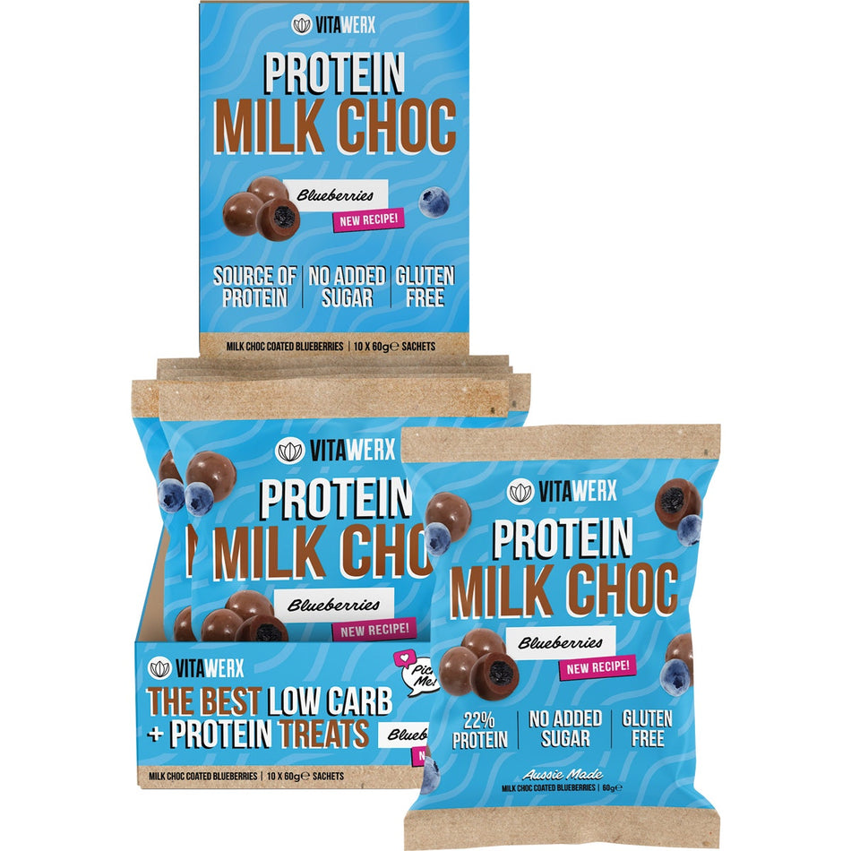 VITAWERX Protein Milk Chocolate Coated Blueberries 10x60g