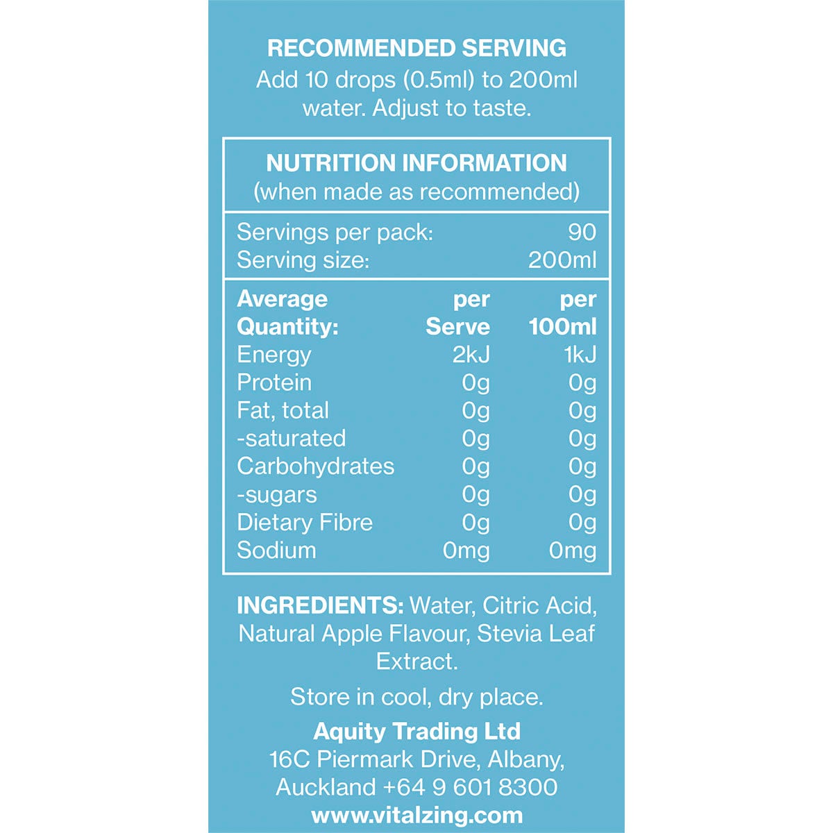 Vital Zing Water Drops Green Apple 45ml