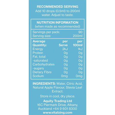 Vital Zing Water Drops Green Apple 45ml