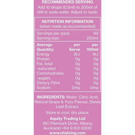 Vital Zing Water Drops Grape & Yuzu 45ml