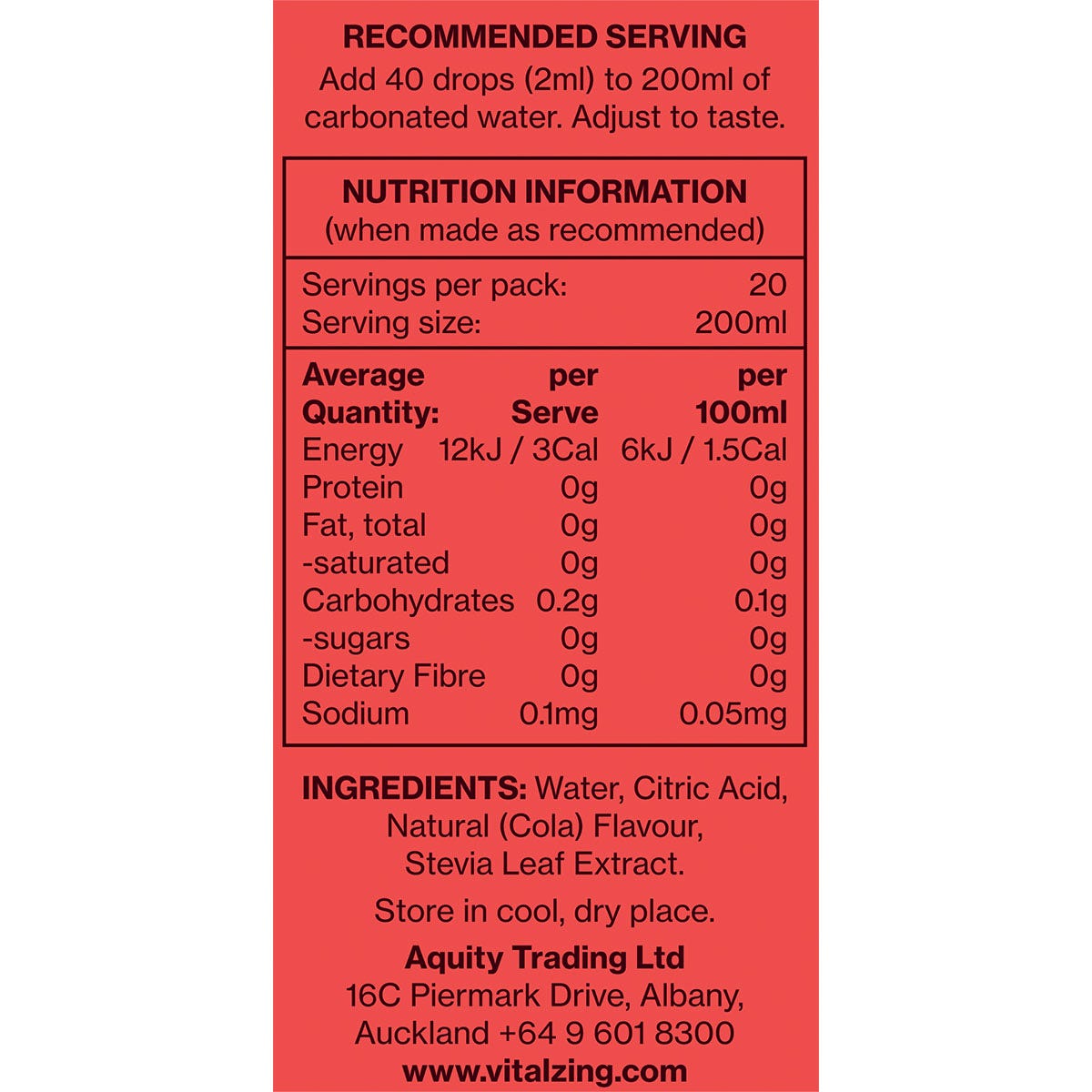 Vital Zing Soda Drops Vital Cola 40ml