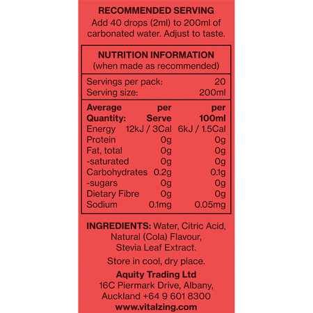 Vital Zing Soda Drops Vital Cola 40ml
