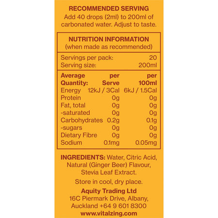 Vital Zing Soda Drops Ginger Beer 40ml