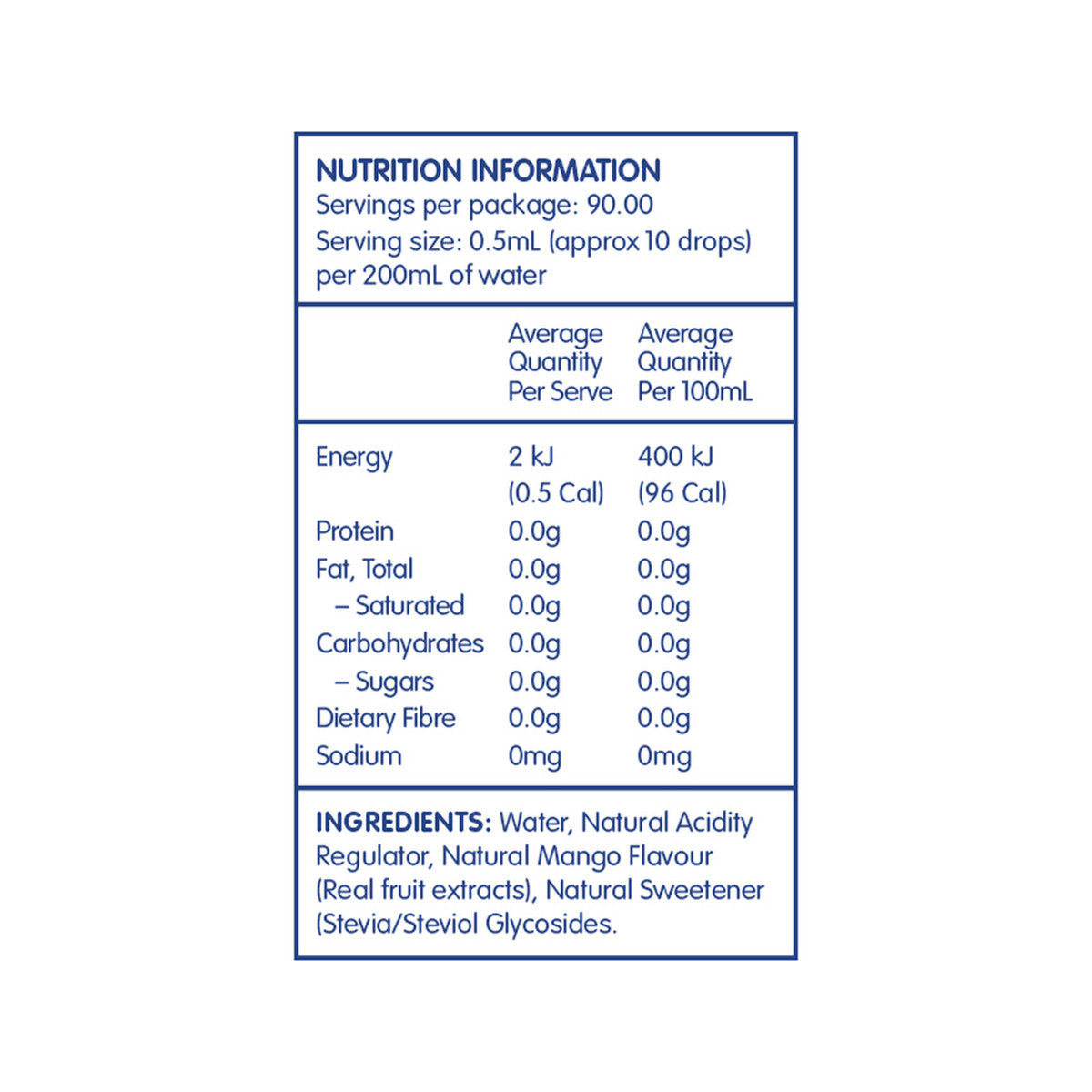 Vital Zing Water Drops Flavour Enhancer with Stevia Mango 45ml