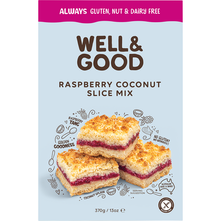 Well & Good Raspberry Coconut Slice Mix 370g