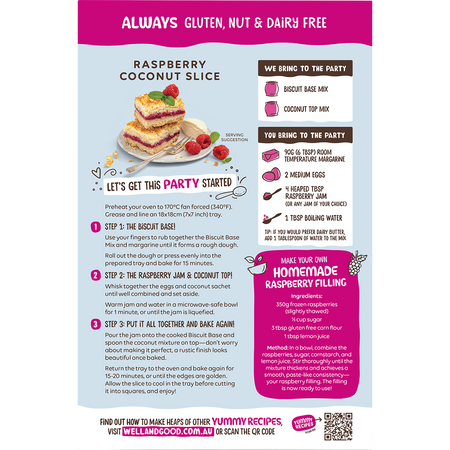 Well & Good Raspberry Coconut Slice Mix 370g