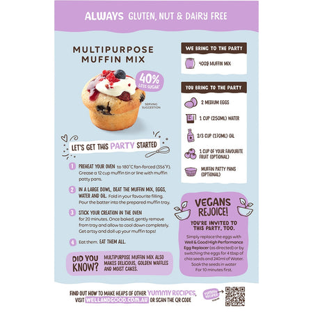 Well & Good Multipurpose Muffin Mix 40% Less Sugar 400g