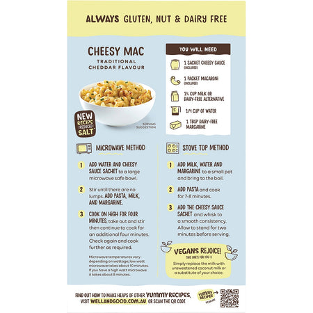 Well & Good Cheesy Mac Traditional Cheddar Flavour 110g