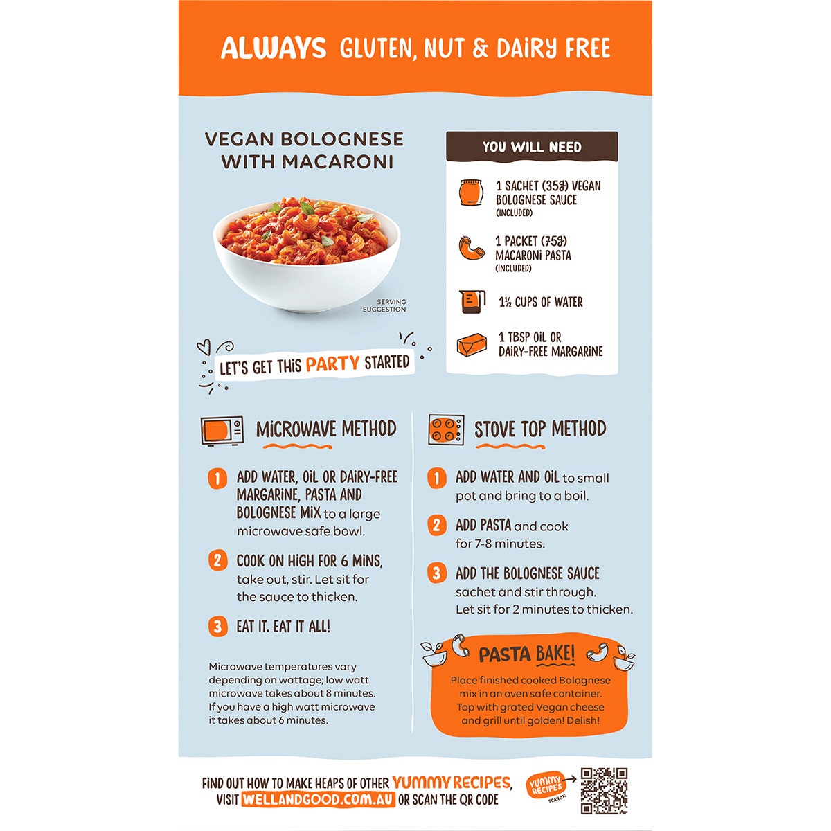 Well & Good Vegan Bolognese with Macaroni 110g