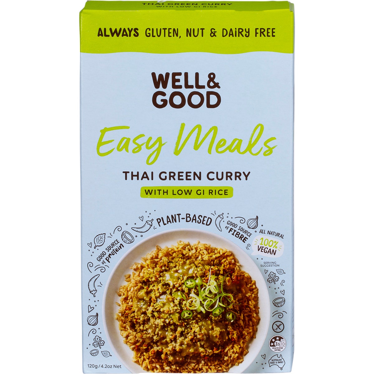 Well & Good Thai Green Curry with Low GI Rice 120g