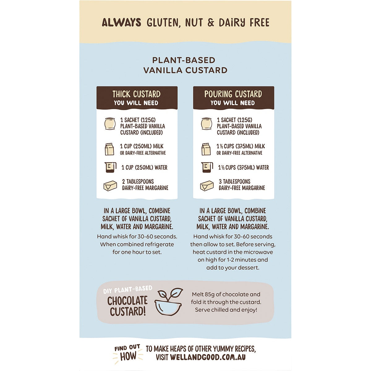 Well & Good Plant Based Vanilla Custard Powder 250g