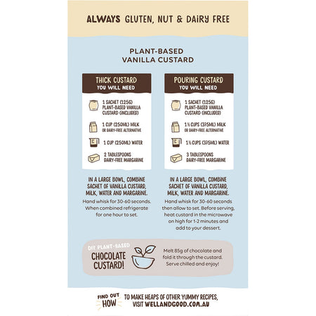 Well & Good Plant Based Vanilla Custard Powder 250g