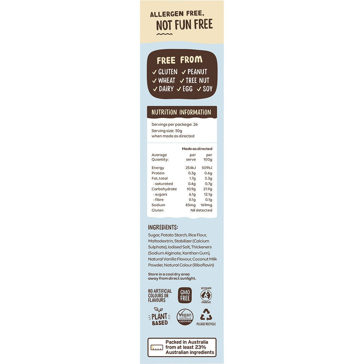 Well & Good Plant Based Vanilla Custard Powder 250g