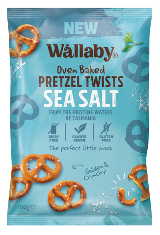 Wallaby Pretzel Twists Sea Salt 100g(Pack of 6)