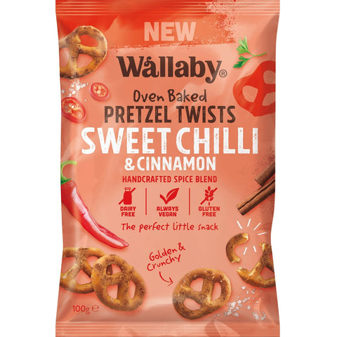 Wallaby Pretzels Sweet Chilli&Cinnamon 100g Pack of 6