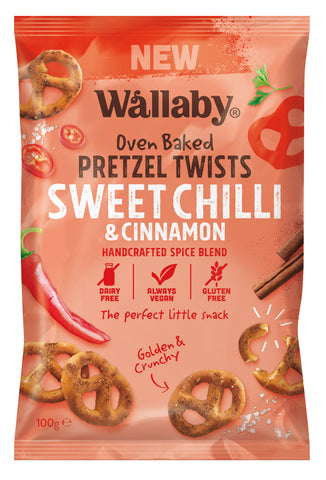 Wallaby Pretzels Sweet Chilli&Cinnamon 100g(Pack of 6)