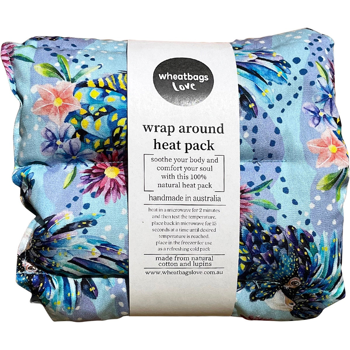 WHEATBAGS LOVE Wrap Around Heat/Cold Pack Blue Cockatoo