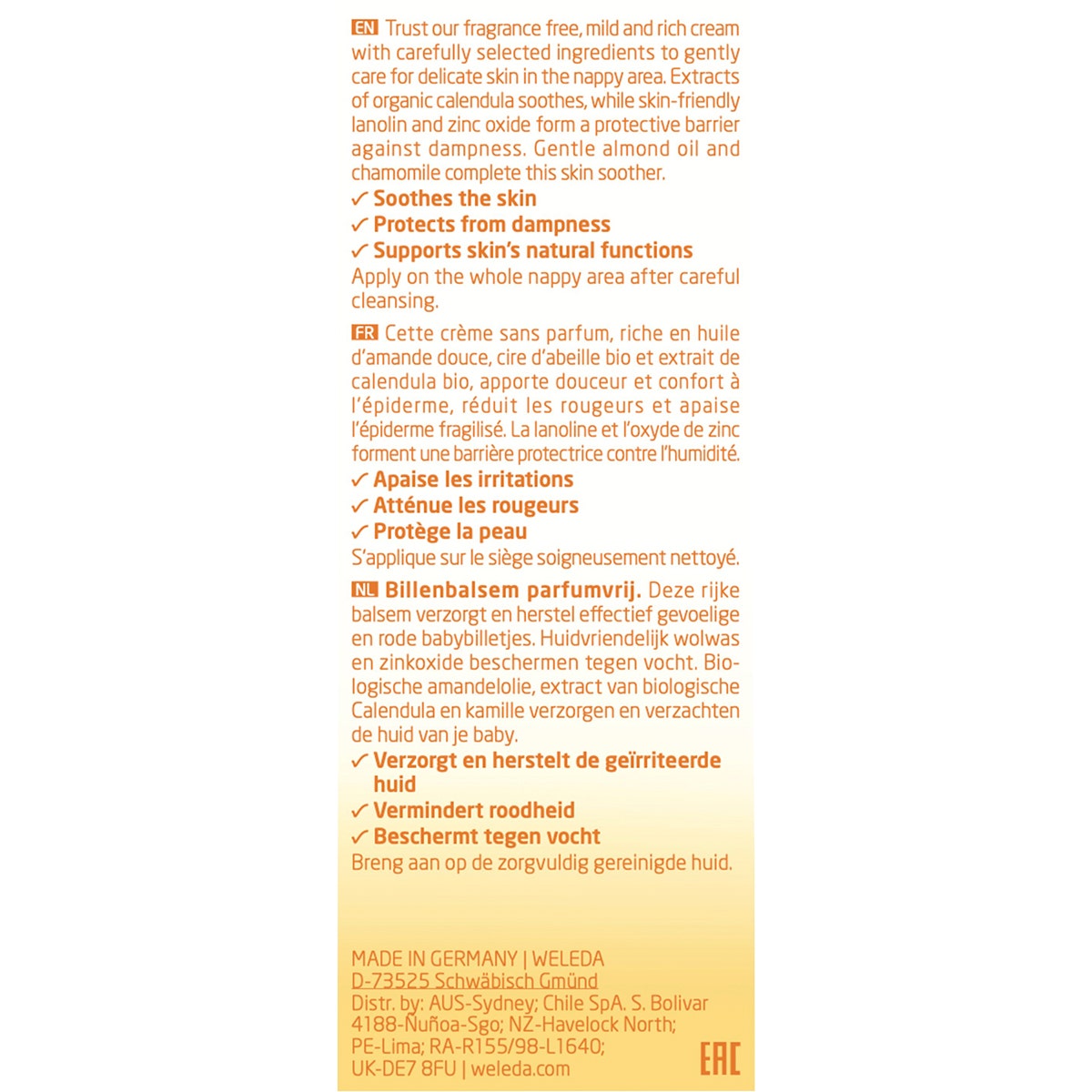 Weleda Baby Nappy Change Cream Calendula Fragrance Free 75ml