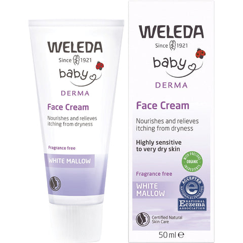 WELEDA White Mallow Face Cream Baby Derma - Fragrance Free - 50ml
