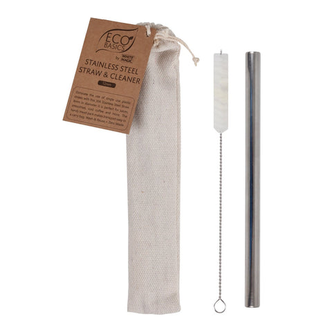 White Magic Eco Basics S/Steel Straw&Brush 12mm