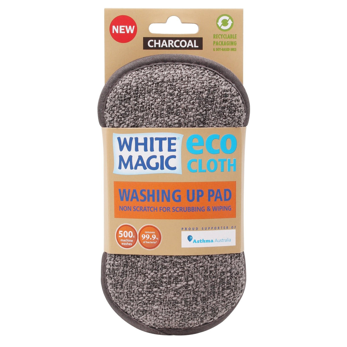 White Magic Washing Up Pad Charcoal 1Pk Pack of 7