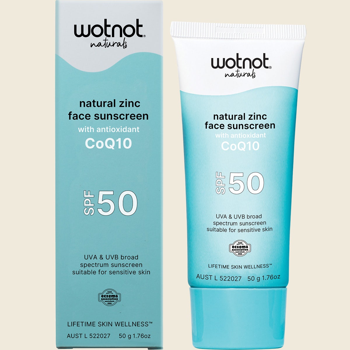 WOTNOT FACE SUNSCREEN NATURAL ZINC WITH COQ10 SPF50 50G