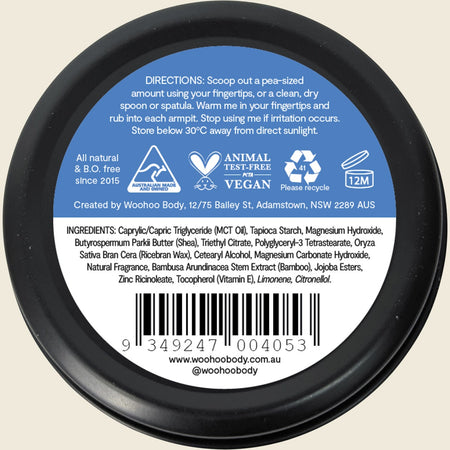 Woohoo Body Deodorant Paste Tin Drift Extra Strength 60g