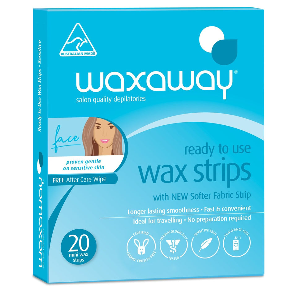 Waxaway Ready To Use Sensitive Wax Face 20 Strips
