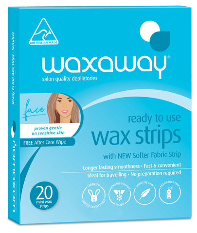 Waxaway Ready To Use Sensitive Wax Face 20 Strips